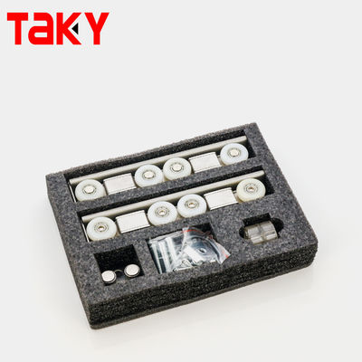 إغلاق ناعم مزدوج 8 عجلات الباب المنزلق عجلة أجهزة الأثاث الحديث خزانة الملابس