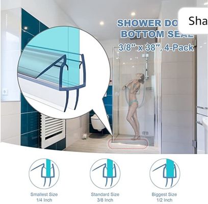 الشريط الواضح PVC حمام الختم ل 3/8 بوصة عبارة عن باب دش زجاجي بدون إطار 2000MM الطول