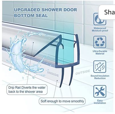 الشريط الواضح PVC حمام الختم ل 3/8 بوصة عبارة عن باب دش زجاجي بدون إطار 2000MM الطول