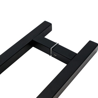 عقدة باب الحمام الزجاجية ذات الشكل L السوداء من الفولاذ المقاوم للصدأ 304