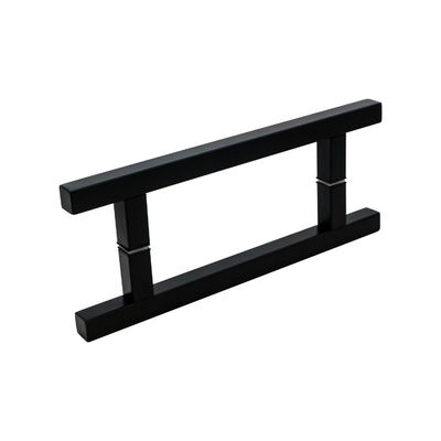 عقدة باب الحمام الزجاجية ذات الشكل L السوداء من الفولاذ المقاوم للصدأ 304