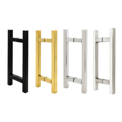 عقدة باب الحمام الزجاجية ذات الشكل L السوداء من الفولاذ المقاوم للصدأ 304