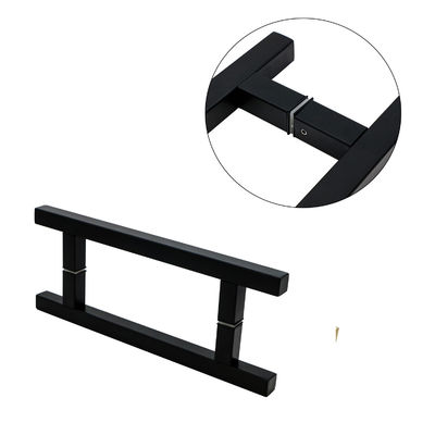 عقدة باب الحمام الزجاجية ذات الشكل L السوداء من الفولاذ المقاوم للصدأ 304