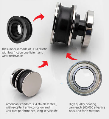 باب حظيرة زجاجي آمن بسمك 8-12 مم مع مجموعة أدوات و ملحقات من الستانلس ستيل 304