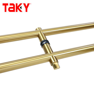 مقابض أبواب زجاجية فاخرة من الفولاذ المقاوم للصدأ من النوع H، بدون إطار، قابلة للقفل