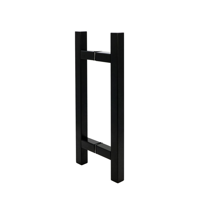 عقدة باب الحمام الزجاجية ذات الشكل L السوداء من الفولاذ المقاوم للصدأ 304