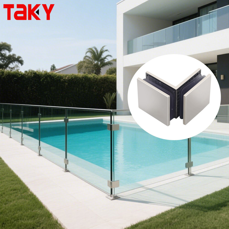 أقواس باب زجاجي مصقول من الفولاذ المقاوم للصدأ بزاوية 90 درجة مشبك تثبيت مربع للباب