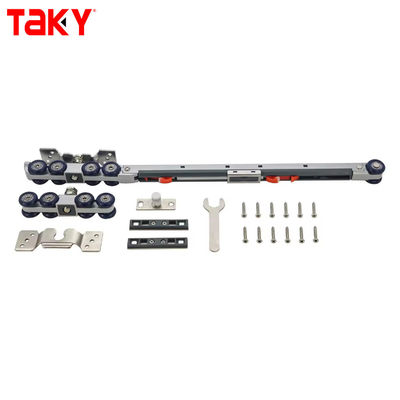 سعر جيد مسار تعليق باب خزانة أثاث من النايلون والحديد، مزدوج أو فردي، إغلاق ناعم، 8 عجلات، بكرة باب منزلق، مخمد الانترنت