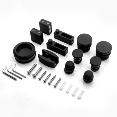 سعر جيد طقم مسار باب منزلق ملحقات دش زجاجية من الفولاذ المقاوم للصدأ أسود غير لامع الانترنت