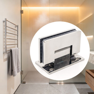 مفصلة زجاج دش من الفولاذ المقاوم للصدأ بزاوية 90 درجة للأبواب الزجاجية بسماكة 8-12 مم بلمسة نهائية مصقولة