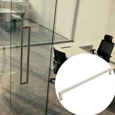 سعر جيد مقبض باب زجاجي عصري من الفولاذ المقاوم للصدأ SS304 مربع فضي غير لامع لمقبض باب الدش الانترنت