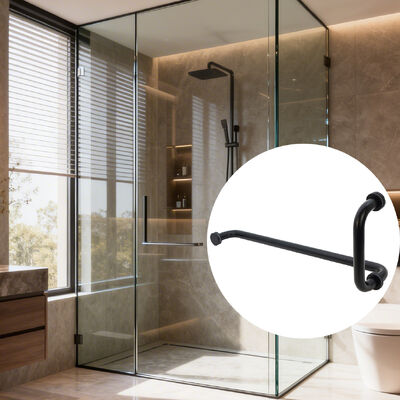 سعر جيد مقبض باب زجاجي للاستحمام مقاس 12 بوصة من الفولاذ المقاوم للصدأ 304 مقبض دش دائري أسود الانترنت